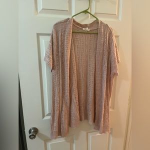 Maurices 2x Tan Open Weave Open Front Cardigan
